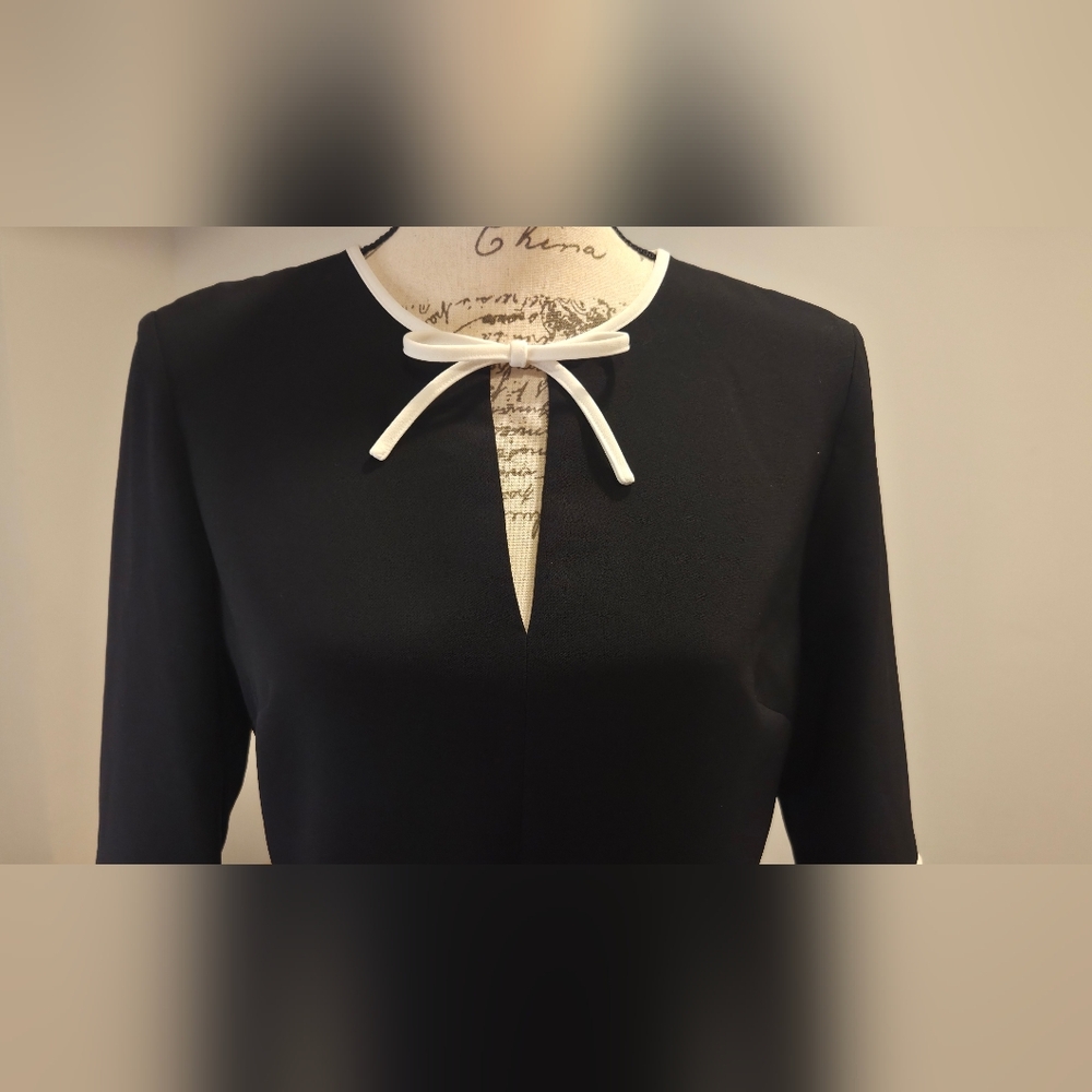 Ted Baker Black Dress with White Accents, Size 2 - Picture 4 of 16